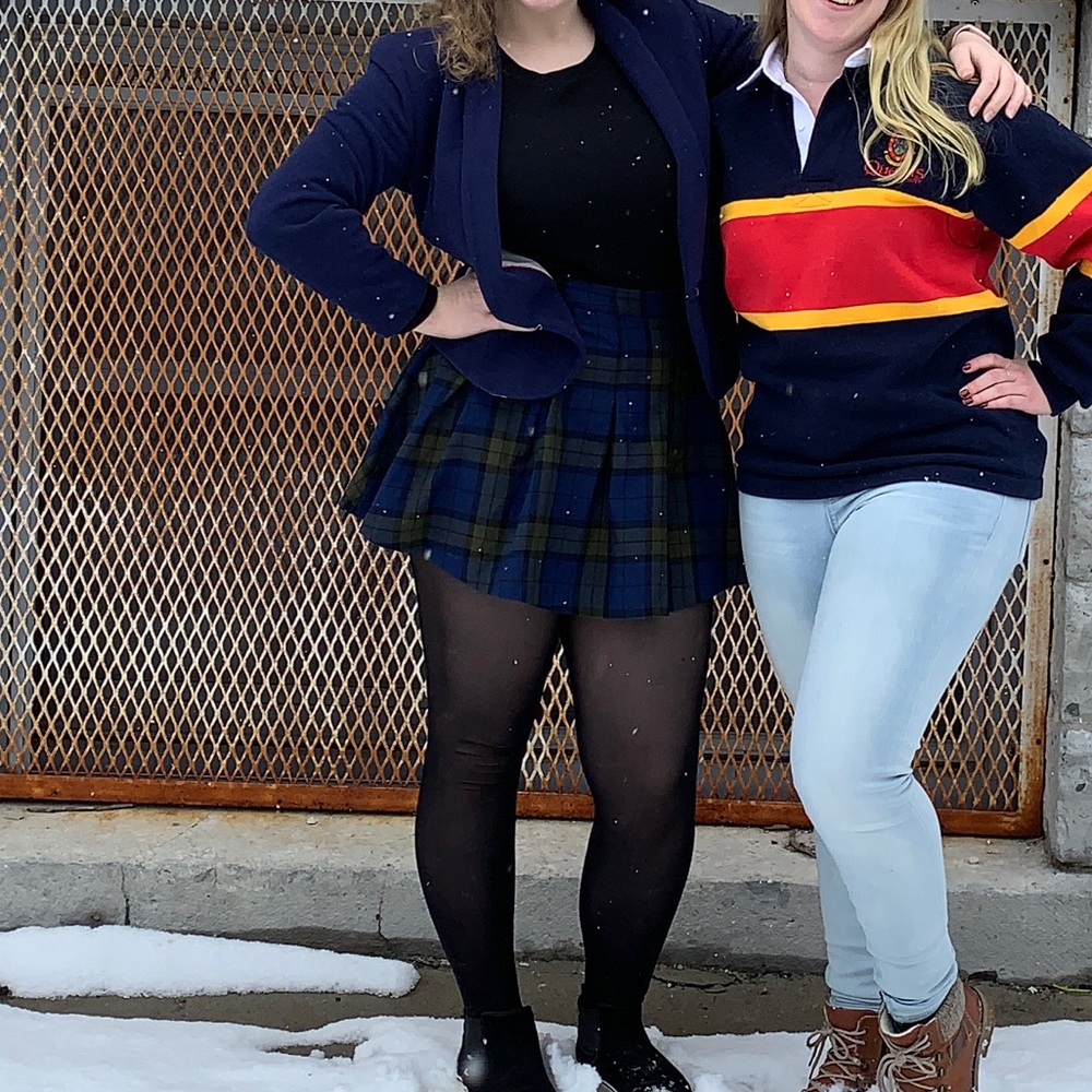 2/$20 Blue and Grey Plaid Skirt